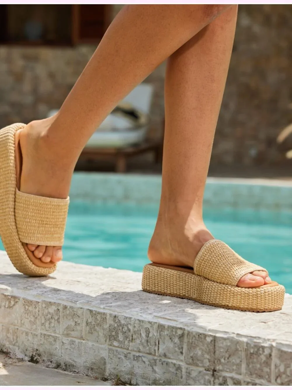 Woven Raffia Espadrille Platform Sandals Slides Flatform Beach Vacation Shoes